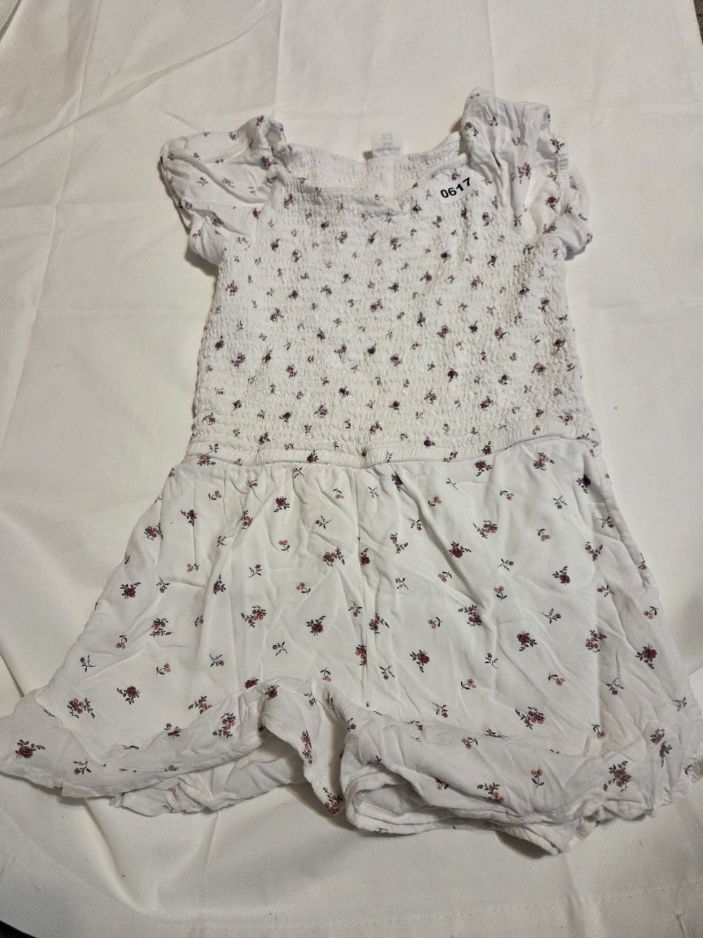 abercrombie kids White Floral Smocked Romper
